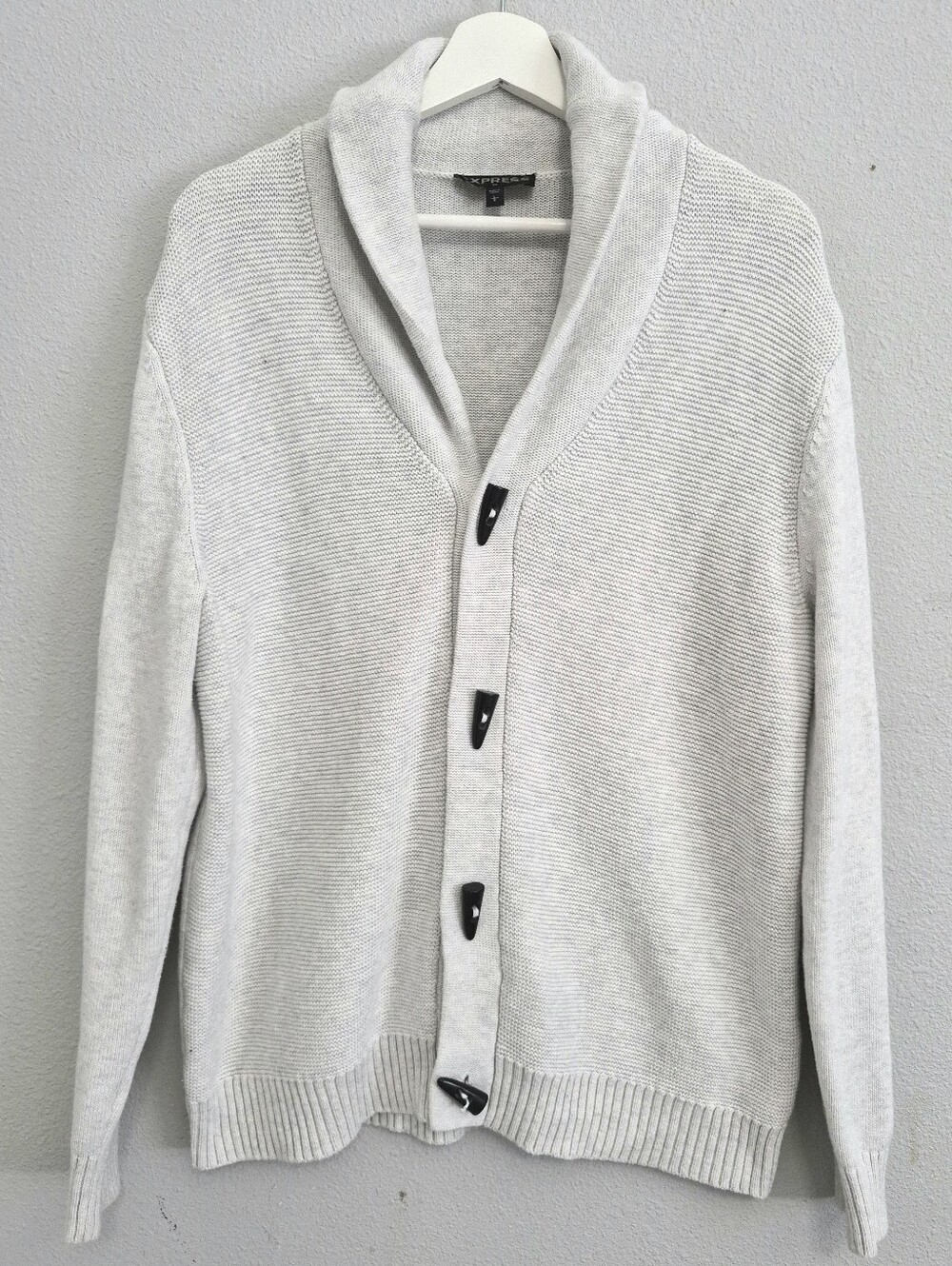 Express Men Toggle Button Shawl Neck Cardigan Sweater Large Old Money